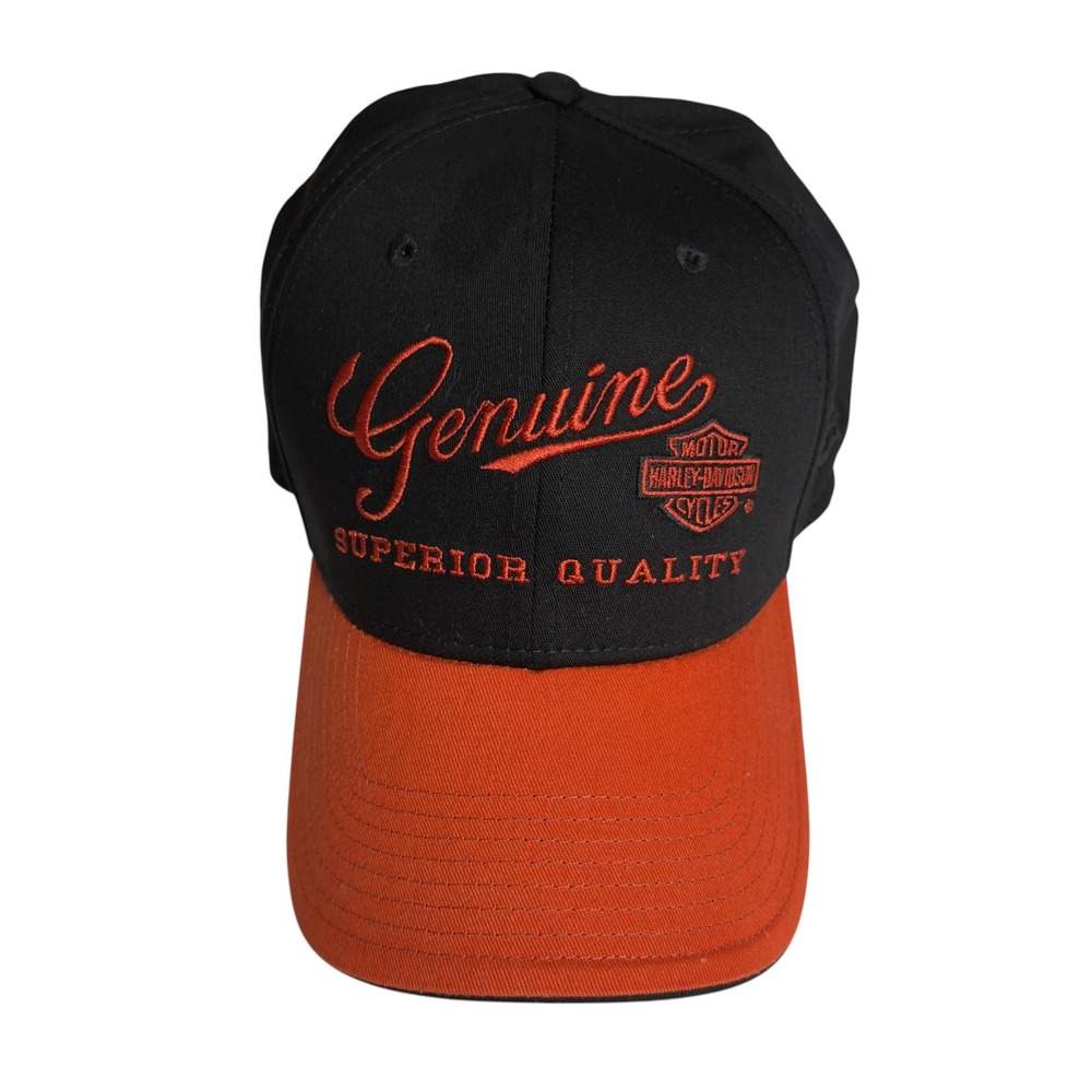 Harley-Davidson New Era Cap Mens L/XL Black Orange 39THIRTY Stretch Fit Biker